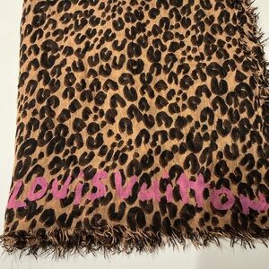 Louis Vuitton Brown and Black Leopard Print Scarf